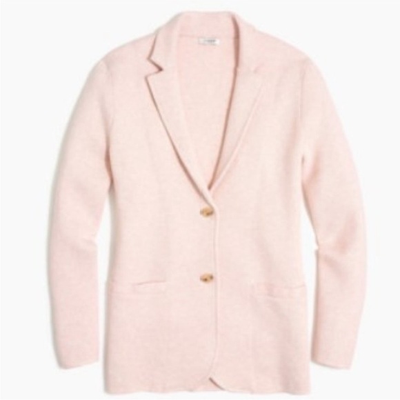 J. Crew Sweater Blazer Pink Knit Single Breasted Large Classic Preppy NormCore - Picture 4 of 7